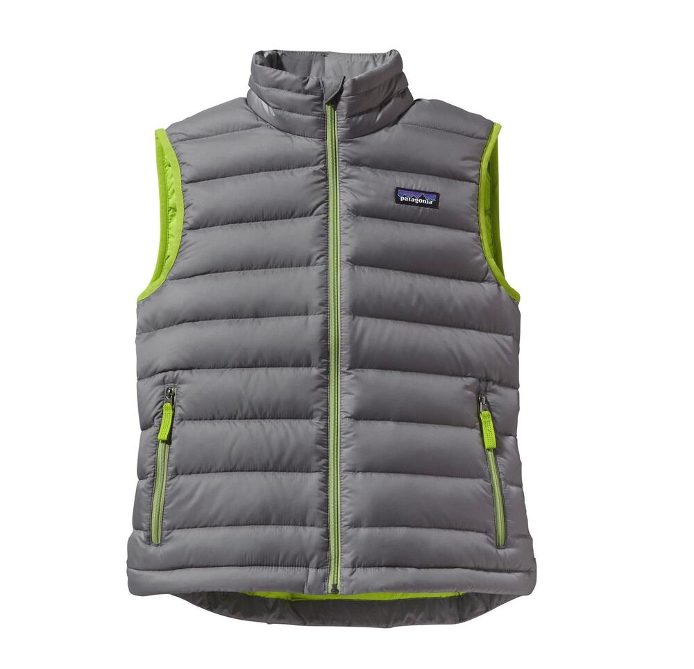 Patagonia Boys' Large Down Sweater Vest - Gray & Green - Picture 1 of 8